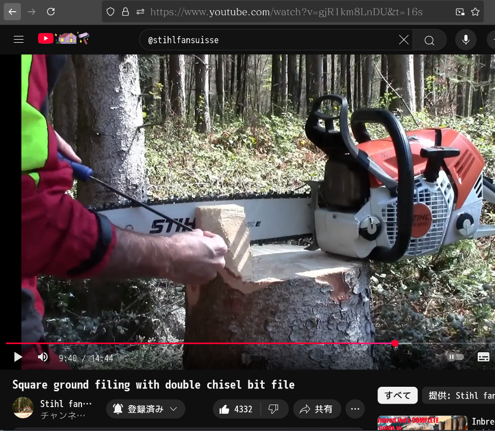 前方から研ぎ下ろす by STIHL fan Suisse